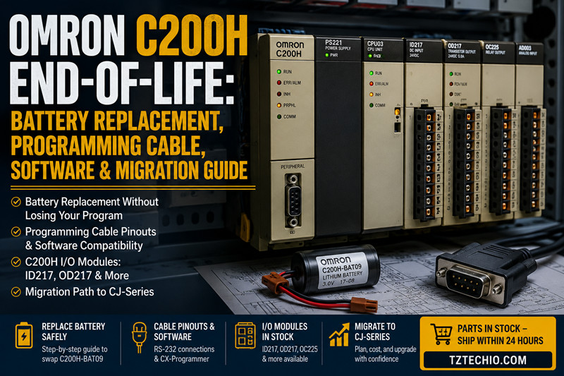 Fin de vie de l'Omron C200H : remplacement de la batterie, du câble de programmation, du logiciel et guide de migration