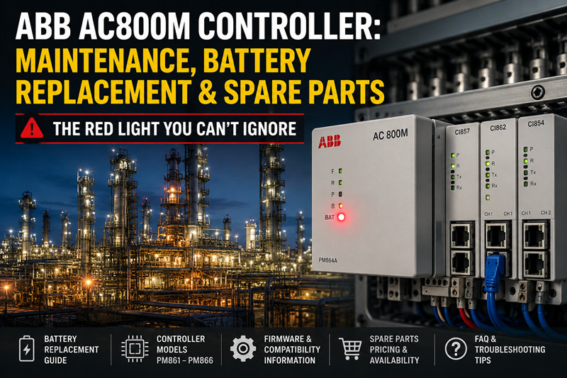 Contrôleur ABB AC800M : Maintenance, remplacement de la batterie et pièces détachées
