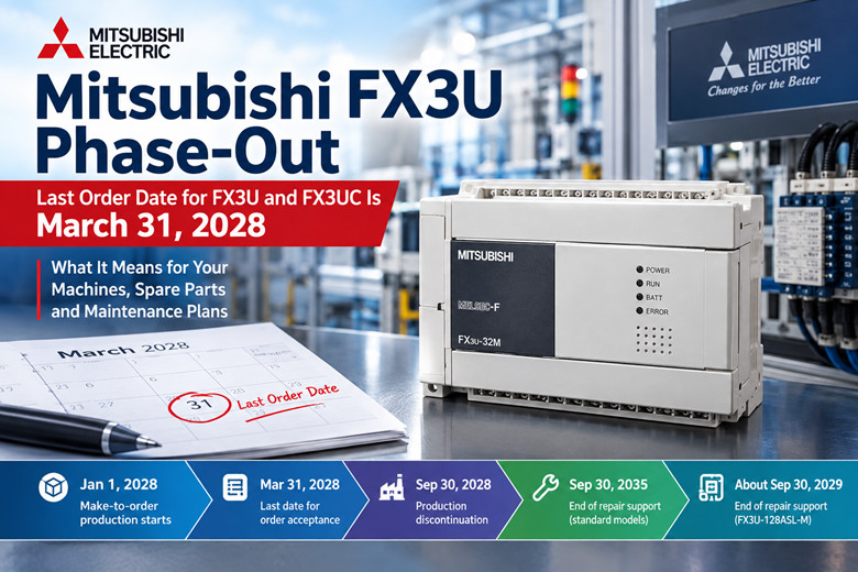 Mitsubishi FX3U Phase-Out: Last Order Date for FX3U and FX3UC Is March 31, 2028